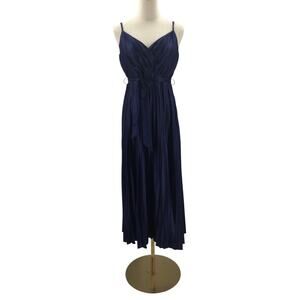 B DARLIN SZ 11 12 juniors navy blue pleated strappy A-Line midi Dress NEW b65